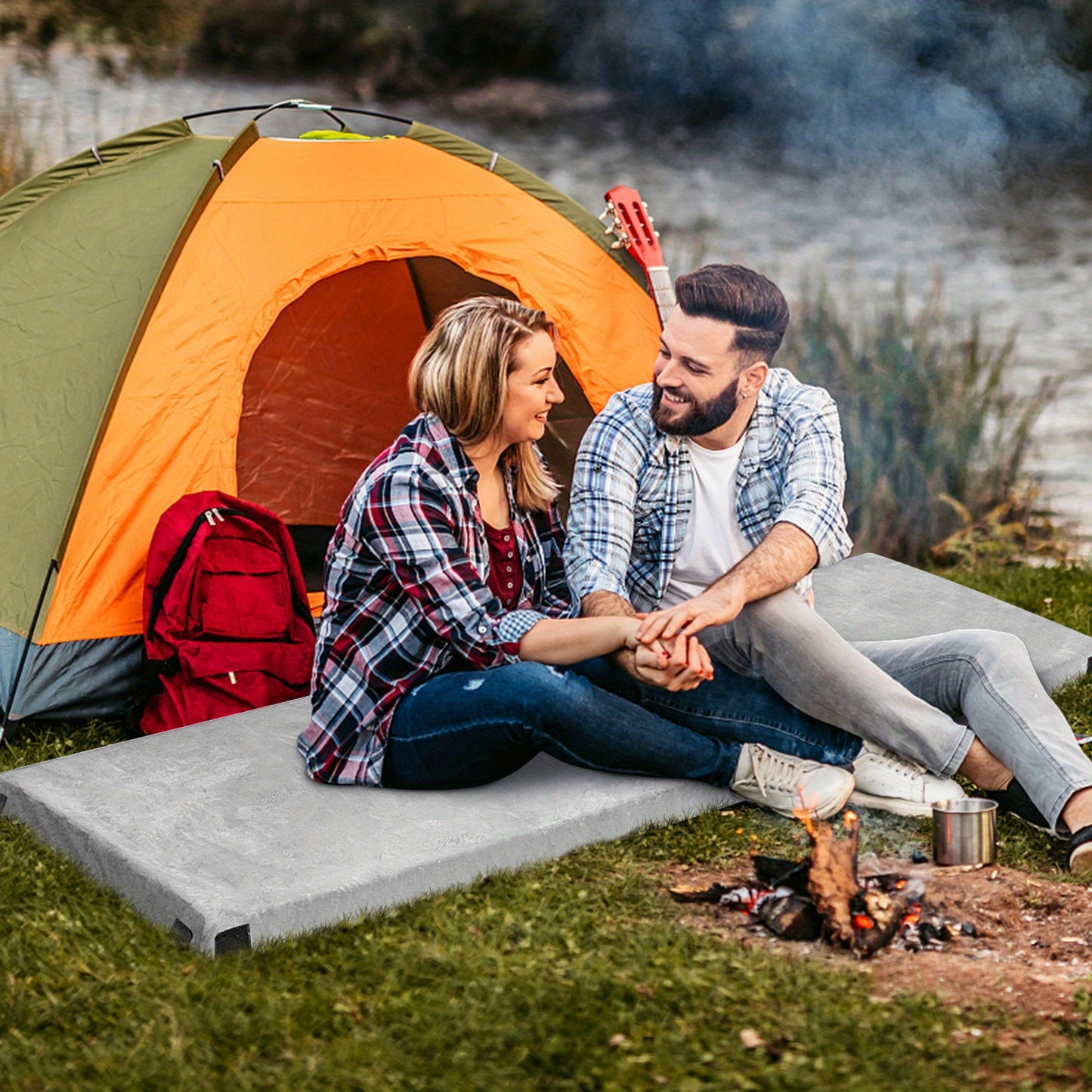 Campingmatras – Slaapmat – Luchtbed – Logeermatras – Yogamat – Extra Dik Memory Foam – Waterdicht Met Antislip Bodem