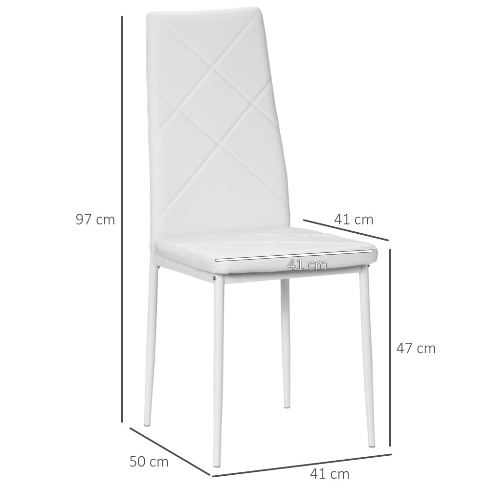 Eetkamerstoel – Keukenstoel – Stoel – Kuipstoel – Gestoffeerde Stoel – Set Van 4 – Kunstleer Wit – Stalen Onderstel – Comfortabel & Duurzaam