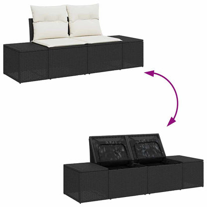 Tuinbank – Buitenbank – Loungeset – Zithoek – Modulaire Bank – Zwart Poly Rattan – Zitplek Voor 7 Personen