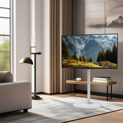 TV Standaard – TV Statief – Vloerstandaard – TV Voet – Monitorstandaard – Verstelbare Hoogte 130-170 cm – Sintered Stone Basis & SPCC Staal