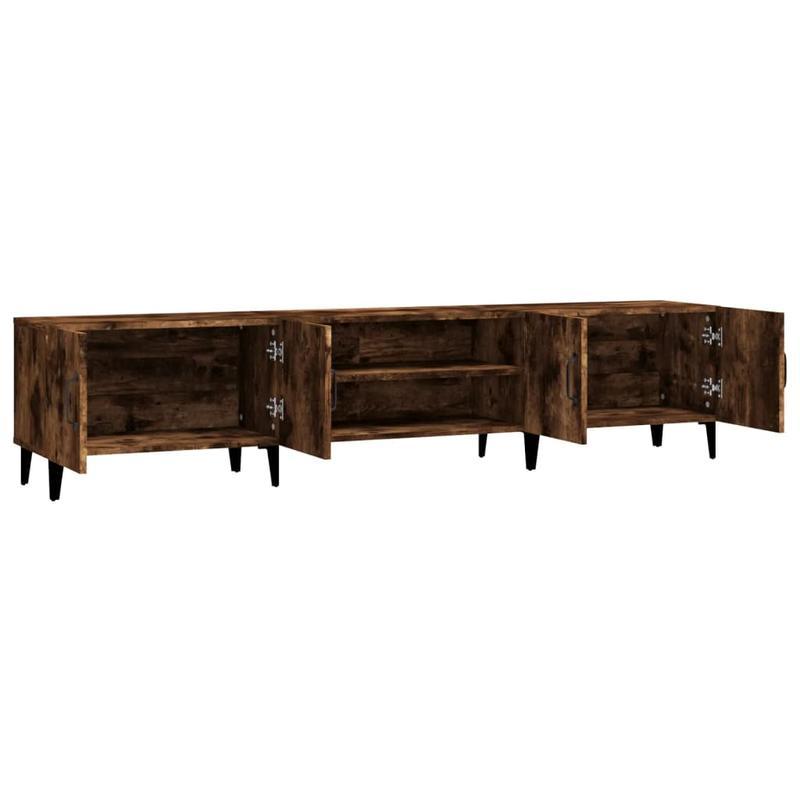 Tv-meubel – Tv-kast – Media Meubel – Lowboard – Dressoir – Massief Hout – 180x31,5x40 cm – 2 Lades en 2 Open Vakken – Geen Montage Nodig