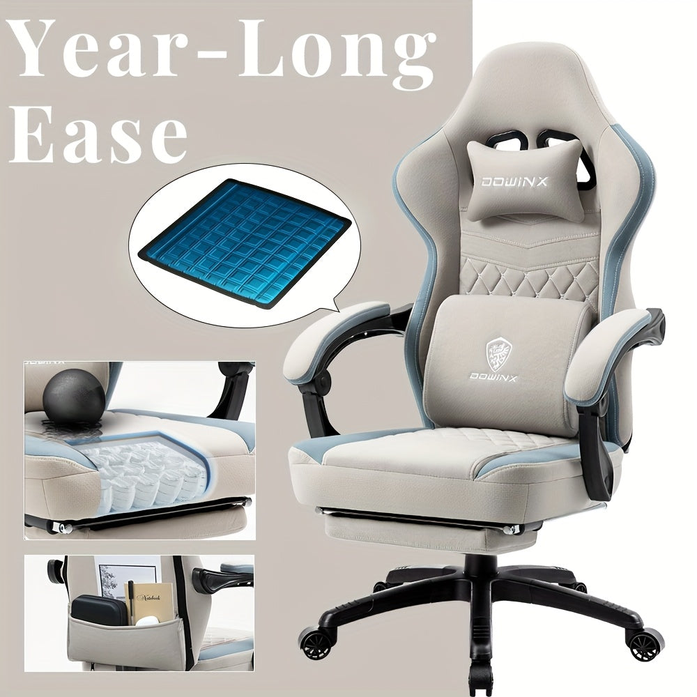 Racing Schommelstoel – Relaxstoel – Schommelzetel – Fauteuil – Bureaustoel – Grijs – Memory Foam Zitting – Handmatige Verstelbare Rugleuning
