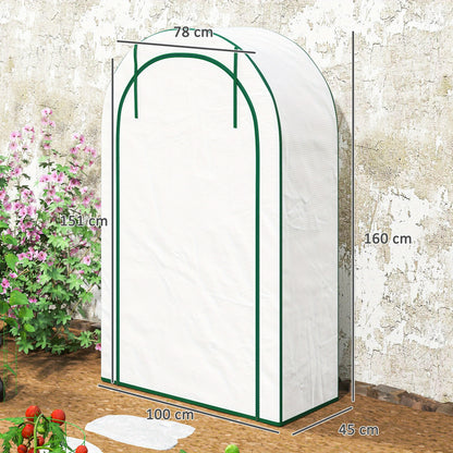 Kas met Rond Dak – Kweekkas – Balkonkas – Tuinkas – Tomatenkas – Wit – Met Deur en Schappen – 100 x 45 x 160 cm – Winterbestendig Plastic Folie