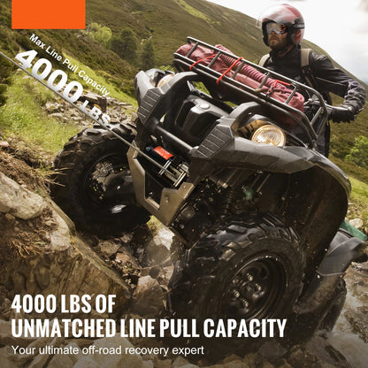 Elektrische Lier – Kabellier – Trekaanbouw – Sleepinstallatie – Offroad Lier – 1814,4 Kg Trekcapaciteit – IP55 Waterbestendig – Afstandsbediening – Zwart