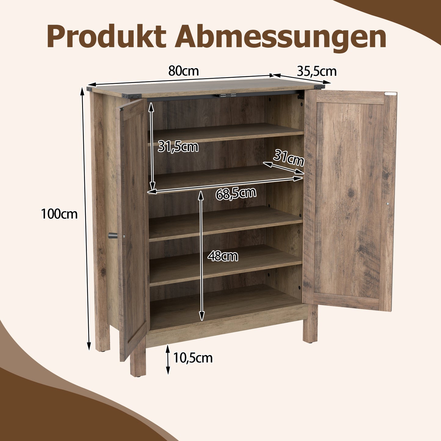 Schoenenrek – Schoenenkast – Schoenenopberger – Schoenenbank – Schoenenmeubel – 3 Verstelbare Planken – Groot Bovenblad 40 kg