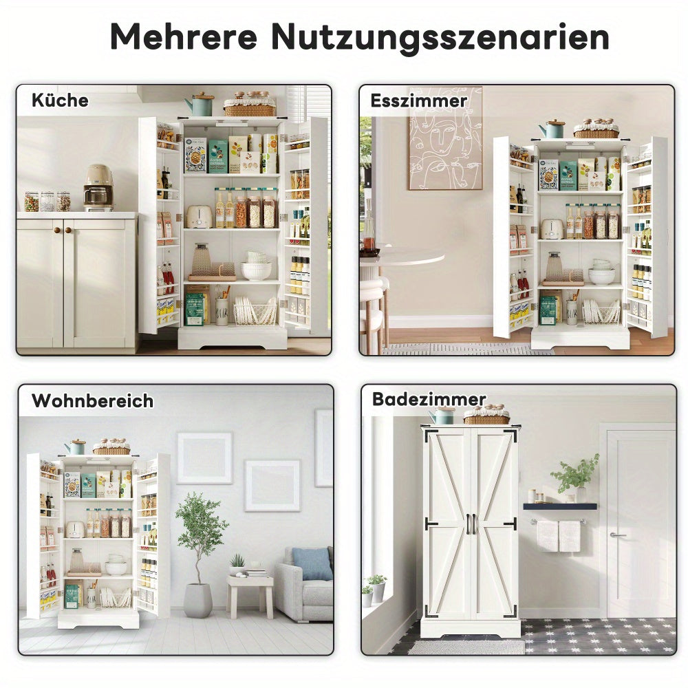 Opbergkast – Opbergmeubel – Kast – Bergkast – Woonkamerkast – Wit MDF – 2 Draaideuren Met Verstelbare Planken – Stevig Houten Frame 60x35x128,5 cm