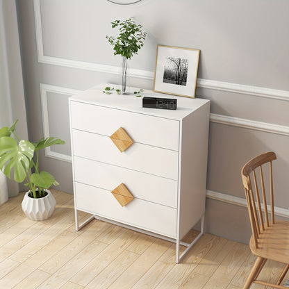 Ladekast – Kast – Dressoir – Opbergmeubel – Commode – Wit – Bamboe Materiaal – Ruime Opbergruimte Van ≥3,2 Kubieke Voet