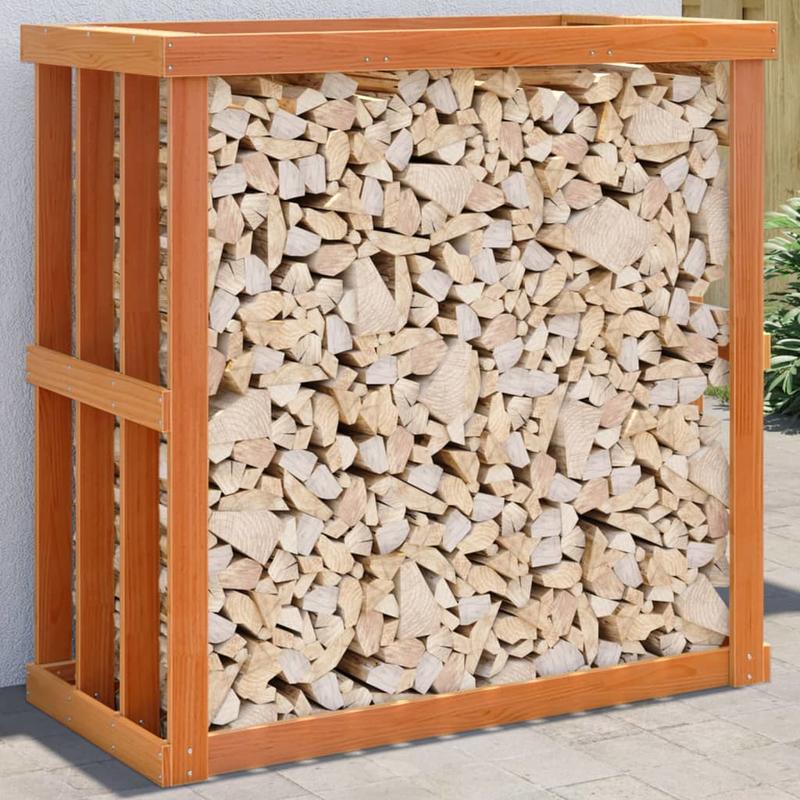 Houtopslag – Brandhout Rek – Haardhout Opbergkast – Buiten Houtrek – Houtberging – Massief Hout – Afdekking Tegen Regen – 109x52x106 cm