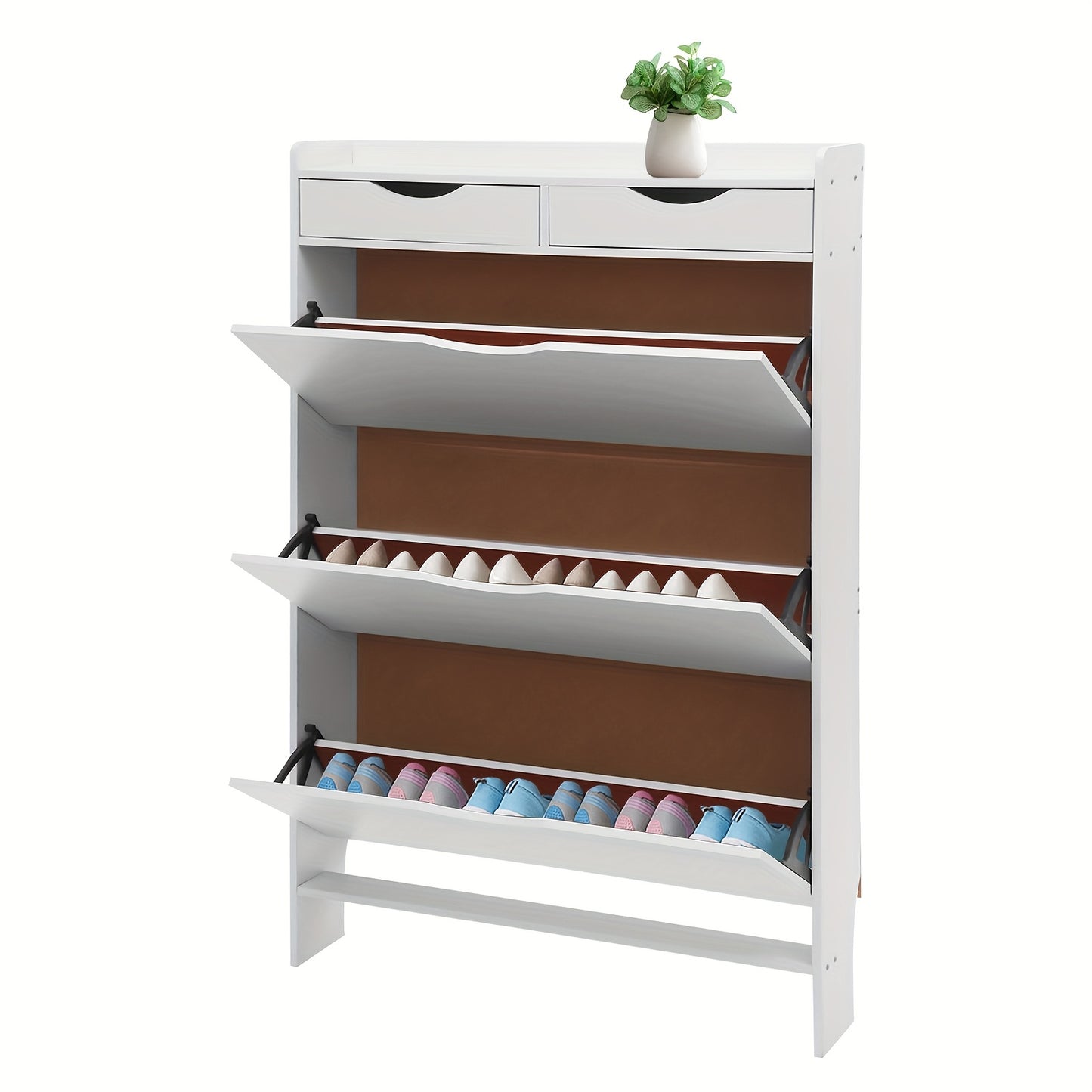 Schoenenkast – Schoenenrek – Schoenenopberger – Opbergkast – Schoenenmeubel – Modern Wit – MDF Materiaal – Flip-Laden Design – Ruimte voor 13+ Paar Schoenen – Muurbevestiging Mogelijk