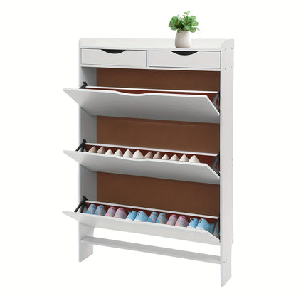 Schoenenkast – Schoenenrek – Schoenenopberger – Opbergkast – Schoenenmeubel – Modern Wit – MDF Materiaal – Flip-Laden Design – Ruimte voor 13+ Paar Schoenen – Muurbevestiging Mogelijk
