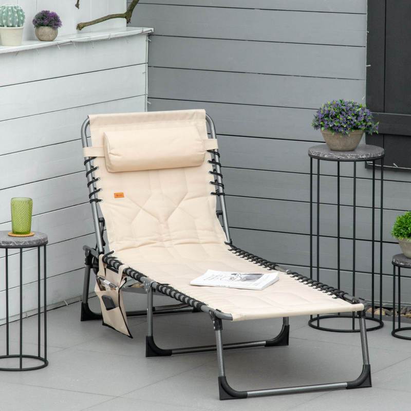 Opvouwbare Tuinstoel – Klapstoel – Loungestoel – Buitenkamerstoel – Balkonstoel – Verstelbare Rugleuning – Metalen Frame