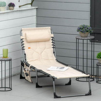 Opvouwbare Tuinstoel – Klapstoel – Loungestoel – Buitenkamerstoel – Balkonstoel – Verstelbare Rugleuning – Metalen Frame