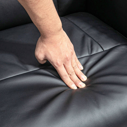 Relaxfauteuil – Relaxstoel – Fauteuil – Leunstoel – Voetenbank – Zwart – Manueel Verstelbare Rugleuning 145° – Draaibaar Onderstel 360°