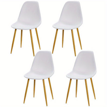 Eetkamerstoelen – Stoelen – Zitmeubels – Eetkamerstoelen Set – Witte Stoelen – Houtlook Zitting – Metalen Poten – Antislip – Draagvermogen 120 kg