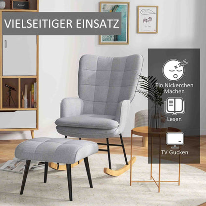 Draaifauteuil – Draaistoel – Fauteuil – Relaxstoel – Loungestoel – Lichtgrijs – Beukenhouten Onderstel – Gestoffeerd Met Quiltpatroon – 64x89x90 cm