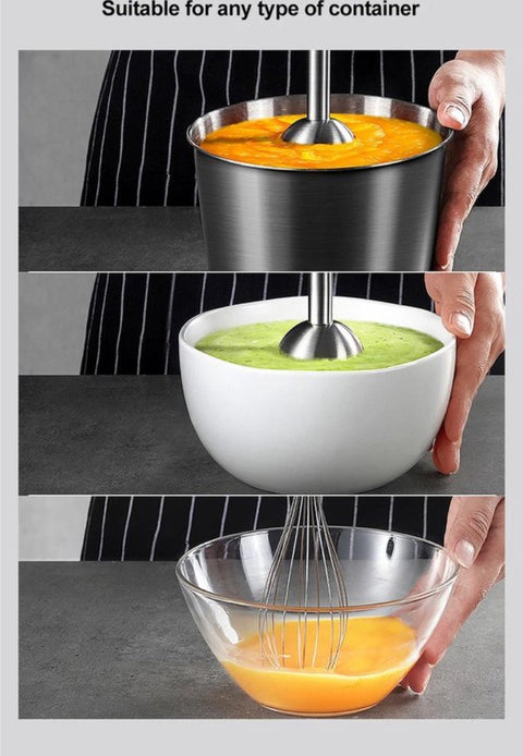 Staafmixers 4 In 1 Set - Handmixer - 600W - Elektrische Onderdompelingsmixer - Inclusief Slijpmachine En Beker - RVS Ijsbladen