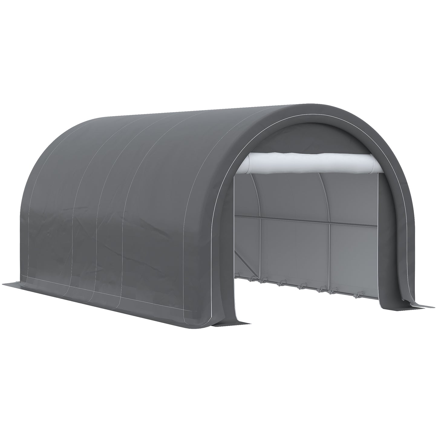 Carport – Garage – Afdak – Tent – Overkapping – Grijs – Gegalvaniseerd Stalen Frame – Waterdicht PE Zeildoek 190 g/m²