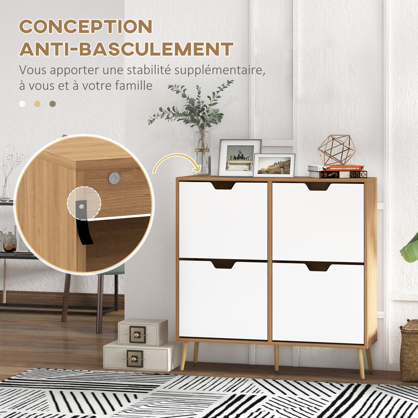 Schoenenkast – Schoenenrek – Schoenenopberger – Schoenenmeubel – Schoenentoren – 16 Paar Schoenen – Verstelbare Legplanken – Natuurlijk Hout – Smal Hoog Model