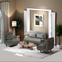 Stoelbed – Slaapstoel – Fauteuil – Ligstoel – Slaapbank – 5-Instelbare Rugleuning – Metalen Frame & Ademend Linnenstof – 116x65x85 cm – Grijs