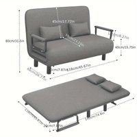 Stoelbed – Slaapstoel – Fauteuil – Ligstoel – Slaapbank – 5-Instelbare Rugleuning – Metalen Frame & Ademend Linnenstof – 116x65x85 cm – Grijs