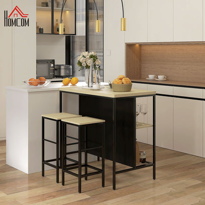 Industrieel Barmeubel – Barset – Bartafel – Barstoel – Barkruk – Compact 100x60x95 cm – Zwart Metalen Frame & Houtlook