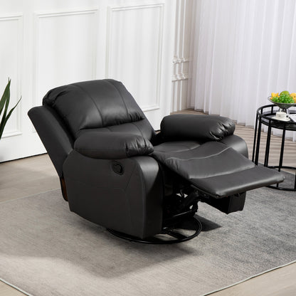 Relaxfauteuil – Relaxstoel – TV Stoel – Draaifauteuil – Ligstoel – Zwart – Verstelbare Rugleuning Tot 135° – Draaibaar En Schommelend