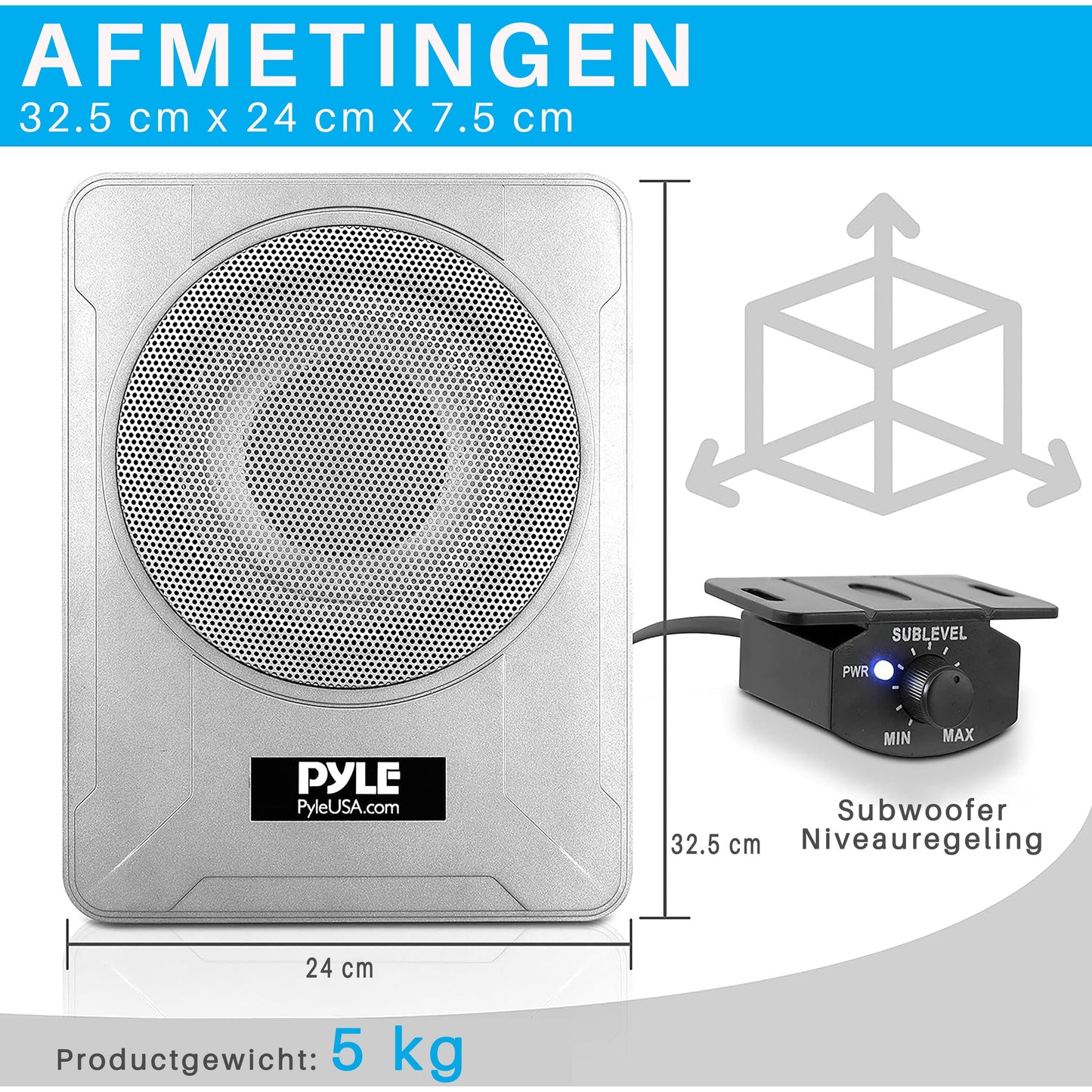 Subwoofer – Autosubwoofer – Actieve Subwoofer – Marine Subwoofer – Onderstoel Subwoofer – 600 Watt Versterker – Compact Laagprofiel Design