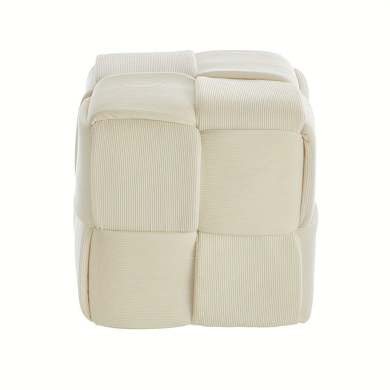 Kruk – Poef – Zitkruk – Bijzetkruk – Voetenbankje – Corduroy Stof – Compact 40x40x40 cm – Beige