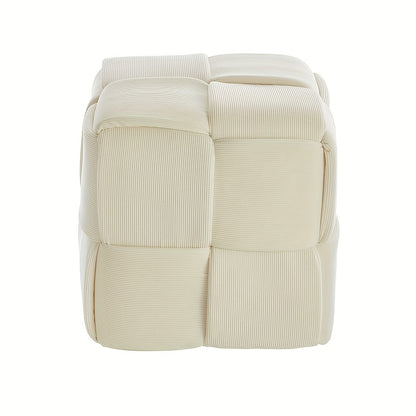 Kruk – Poef – Zitkruk – Bijzetkruk – Voetenbankje – Corduroy Stof – Compact 40x40x40 cm – Beige