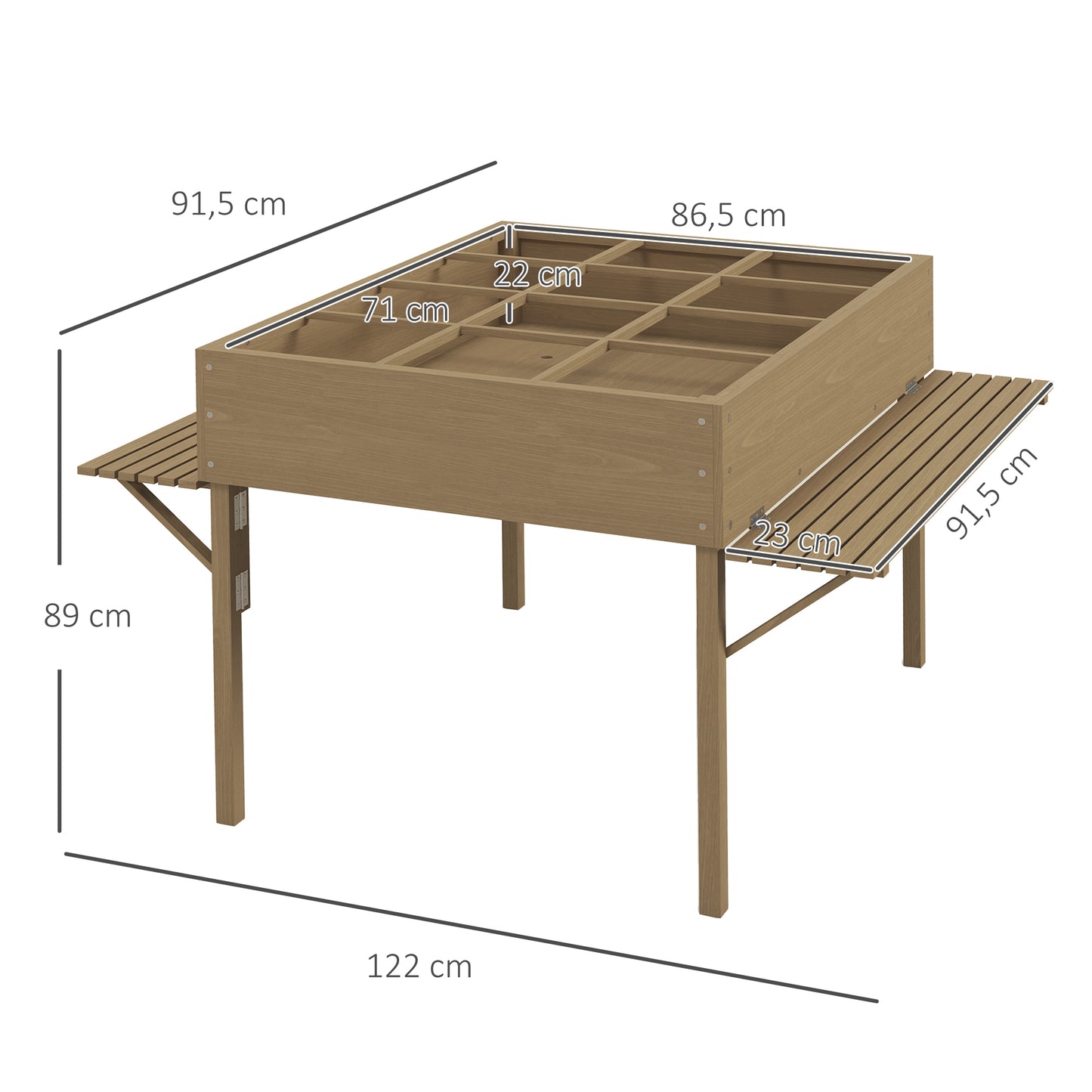 Verhoogde Plantenbak – Tuinbak – Kruidenbak – Groentetuinbak – Bloembak – 12 Vakjes – Vurenhout Met Zijplanken