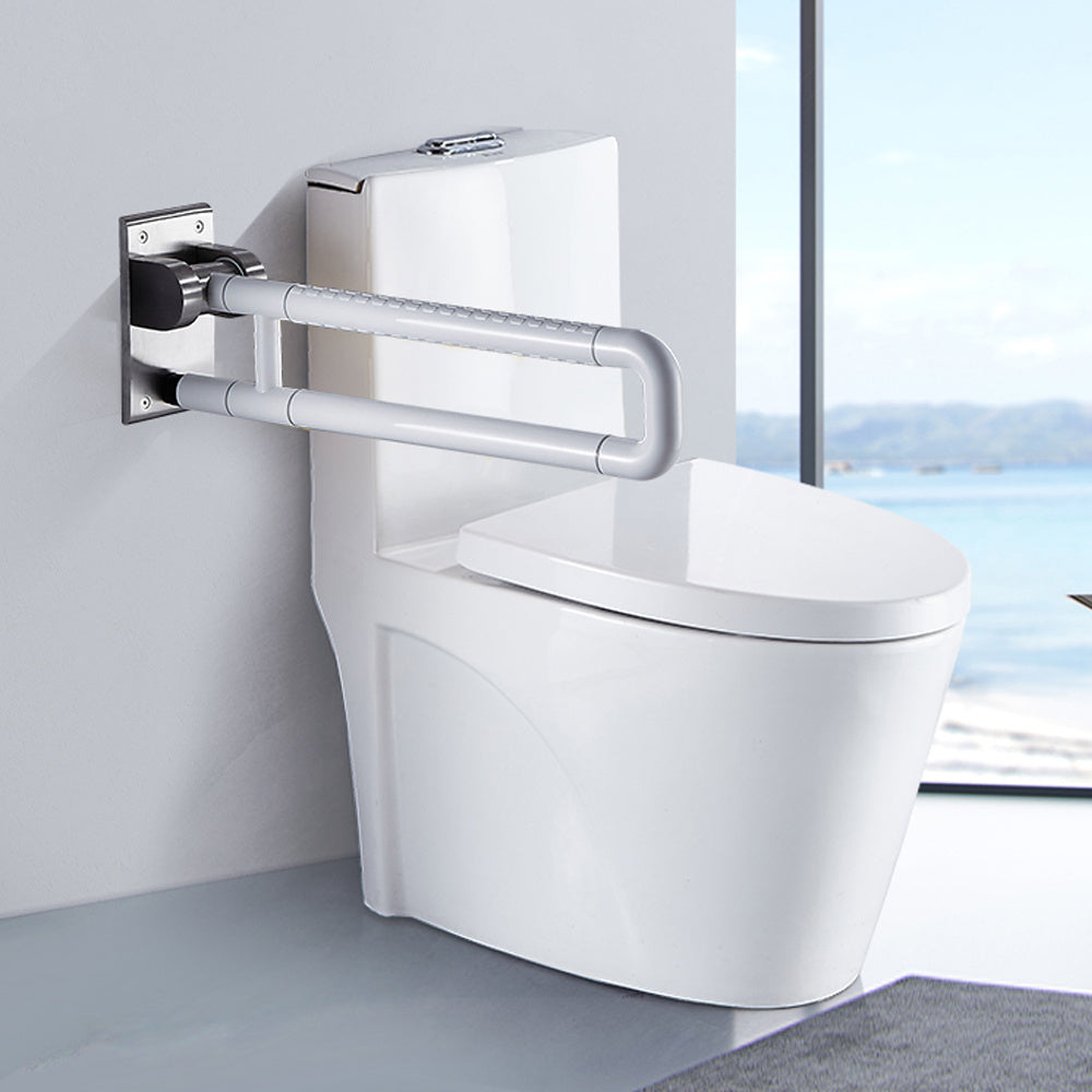 Opklapbare Badkamerhandgreep – Steunbeugel – Wandsteun – Toiletbeugel – Veiligheidsbeugel – Roestvrij Staal – Antislip Oppervlak – 226,8 kg Draagkracht – Ruimtebesparend 90° Flip-Up – Wit – 60 cm