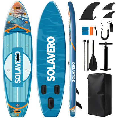 Opblaasbare Paddleboard – SUP Board – Stand Up Paddleboard – Surfboard – SUP Board Voor Beginners – Blauw 304x84x15 cm – Anti-slip EVA Pad – Drievoudige Vinnenstructuur