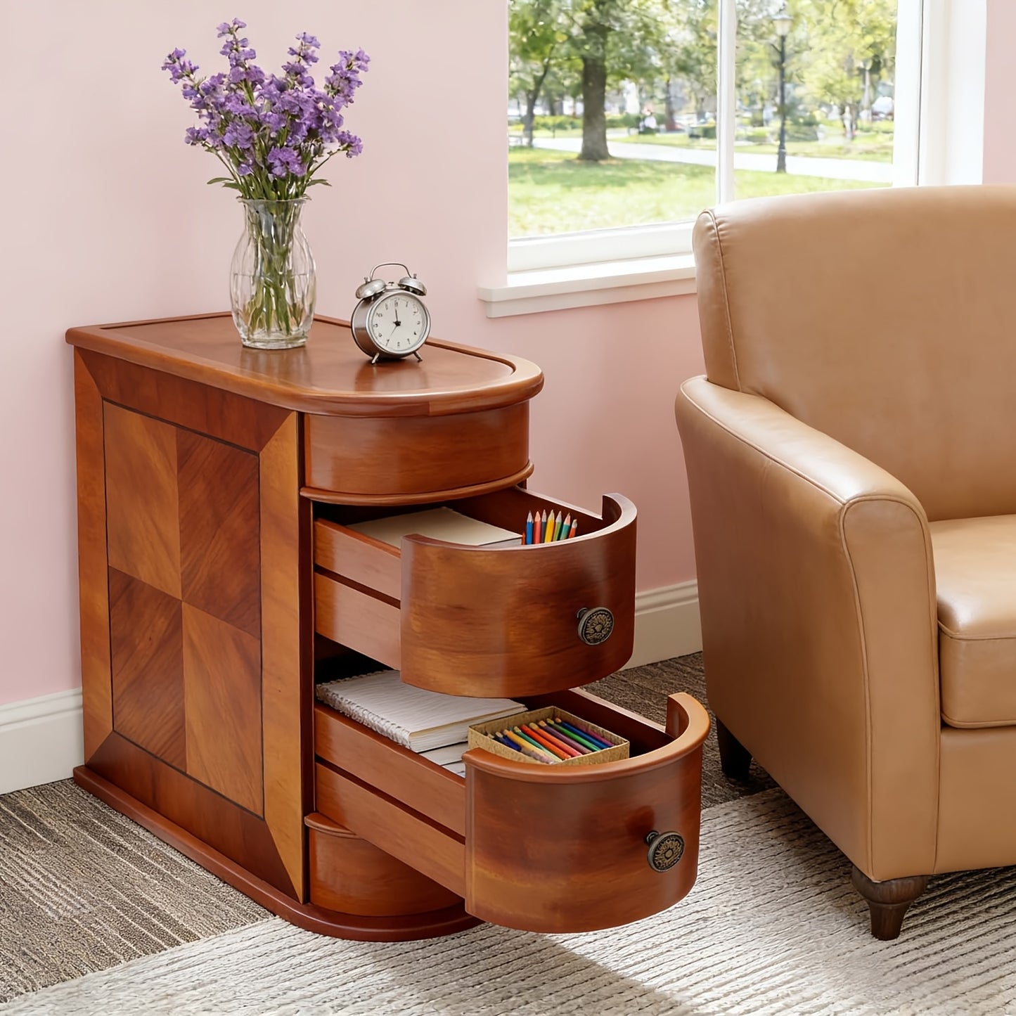 Practical Wooden Edge Table, Can Be Used As a Bedside Table, Suitable for Multifunctional Narrow Edge Tables in Living Rooms And Bedrooms, No Assembly Required, Wardrobe Storage, Luggage Rack