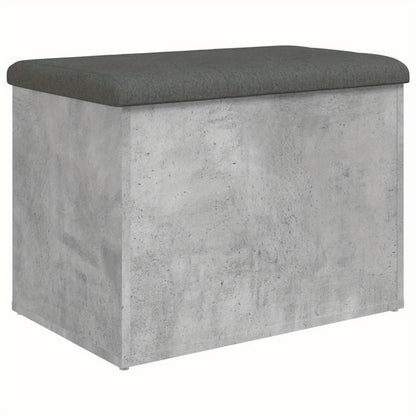 Bankje Met Opbergruimte – Zitbank – Opbergbank – Zitkist – Schoenenbank – Beton Grijs – Hout – Compact 62x42x45 cm – Multifunctioneel Voor Hal Slaapkamer Woonkamer