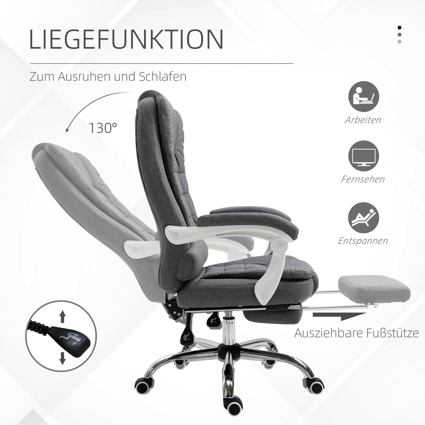 Bureaustoel – Bureaustoelen – Kantoorstoel – Draaistoel – Office Chair – Verstelbare Hoogte 110-118 cm – Uitschuifbare Voetensteun