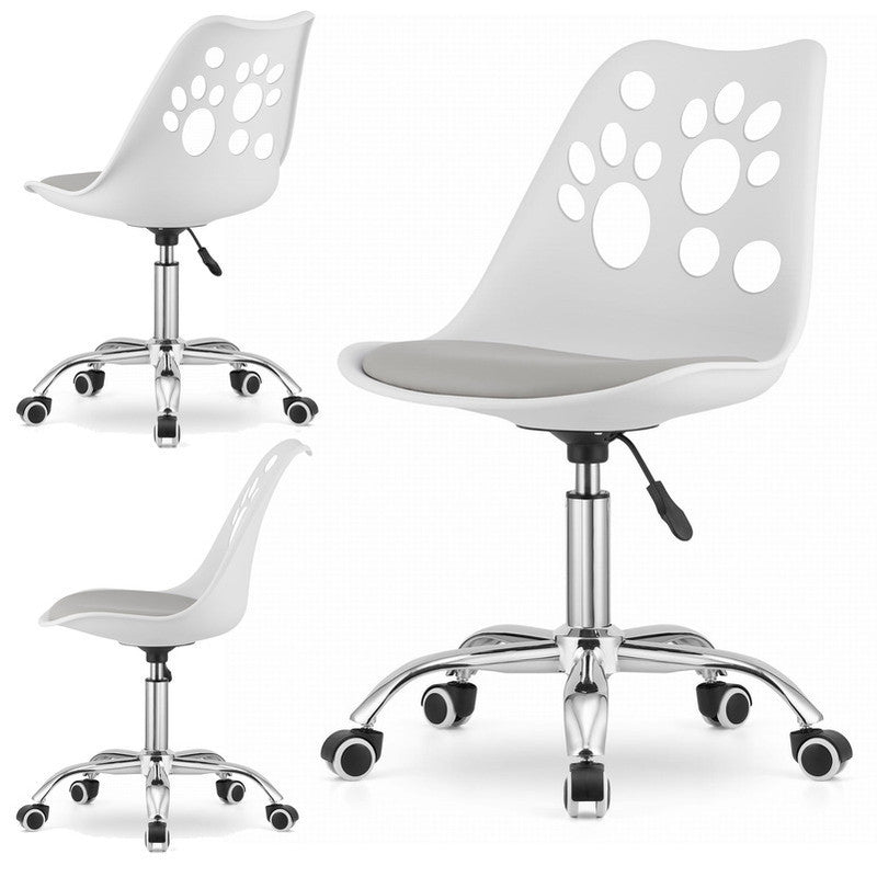 Draaifauteuil – Draaistoel – Bureaustoel – Werkstoel – Stoel Met Armleuningen – 360° Draaibaar – Verstelbare Zithoogte 45-60,5 cm – Polypropyleen Zitting Met Eco-Leren Kussen