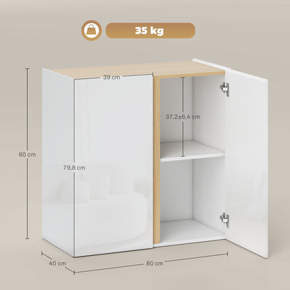 Dressoirkast – Dressoir – Sideboard – Opbergkast – Kabinet – Hoogglans Wit – Soft-Close Deuren – Verstelbare Legplank