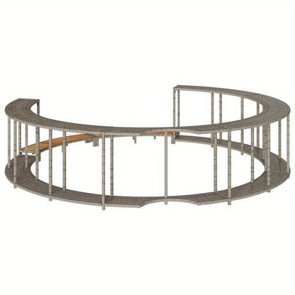 Hot Tub Omkasting – Badkuip Accessoires – Zwembad Trap – Opbergoplossing – Hottub Omranding – Grijs Poly Rattan – Houten Treden – Duurzaam Materiaal – Ruime Opbergruimte