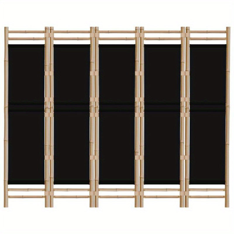 Kamerscherm 5-panelen inklapbaar 200cm bamboe en canvas, Office Partition, Privacy Screen, Minimalist Decor, Stylish Partition, Canvas Panel, Folding Screen, Portable Partition, Apartment Dwellers