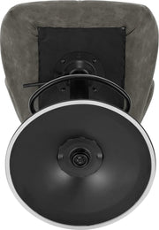 Set van 2 grijze leren barkrukken – Verstelbare barkrukken met rugleuning – Gaslift keukenkrukken – Zwarte metalen voet – Zithoogte 60–82 cm