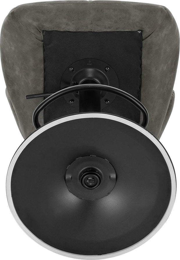 Set van 2 grijze leren barkrukken – Verstelbare barkrukken met rugleuning – Gaslift keukenkrukken – Zwarte metalen voet – Zithoogte 60–82 cm