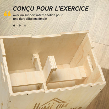 HOMCOM 3 in 1 Plyometric Box Jump Box Muscle Training Fitness & Crossfit Plyobox for Box Training 40/45/60 Cm Wooden - for Fitness Enthusiasts, Crossfit Trainers