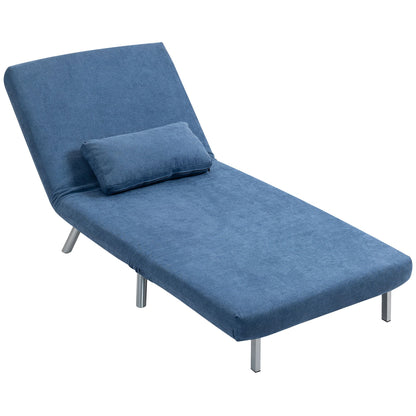 Relaxfauteuil – Slaapfauteuil – Slaapstoel – Loungestoel – Fauteuil Met Bedfunctie – 3-in-1 Design – Inclusief Kussen – Comfortabele Stoffering Blauw