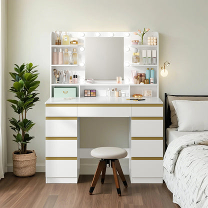 Sieradendoos – Juwelendoos – Sieradenhouder – Sieradenorganizer – Opbergkast – Grote HD Spiegel – Verstelbare 10 LED Lampjes