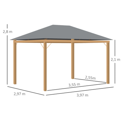 Tuinprieel – Tuinkamer – Overkapping – Pergola – Tuinpaviljoen – Aluminium Frame – Polyester Dak met UV Bescherming – Donkergrijs