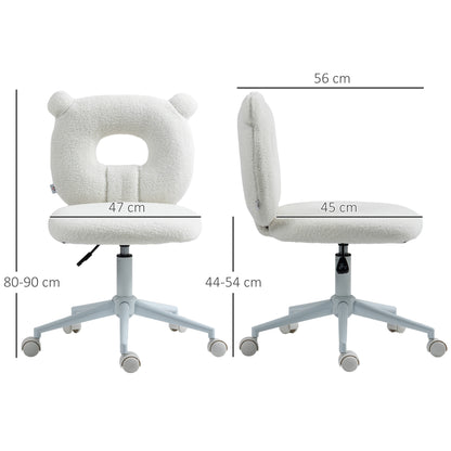 Bureaustoel – Office Chair – Werkstoel – Desk Chair – Stoel – Wit – Hoogteverstelbaar – Teddy Fur Bekleding – Breed Zitvlak 50x56x90 cm