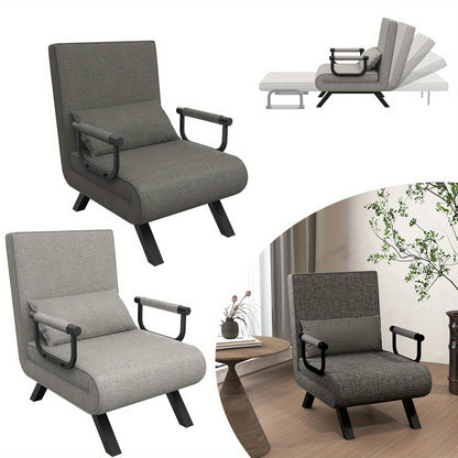 Slaapbank – Sofa – Bedbank – Fauteuil – Logeerbed – 3-in-1 Multifunctioneel – Verstelbare Rugleuning – Max. 200 kg – Donkergrijs/Lichtgrijs