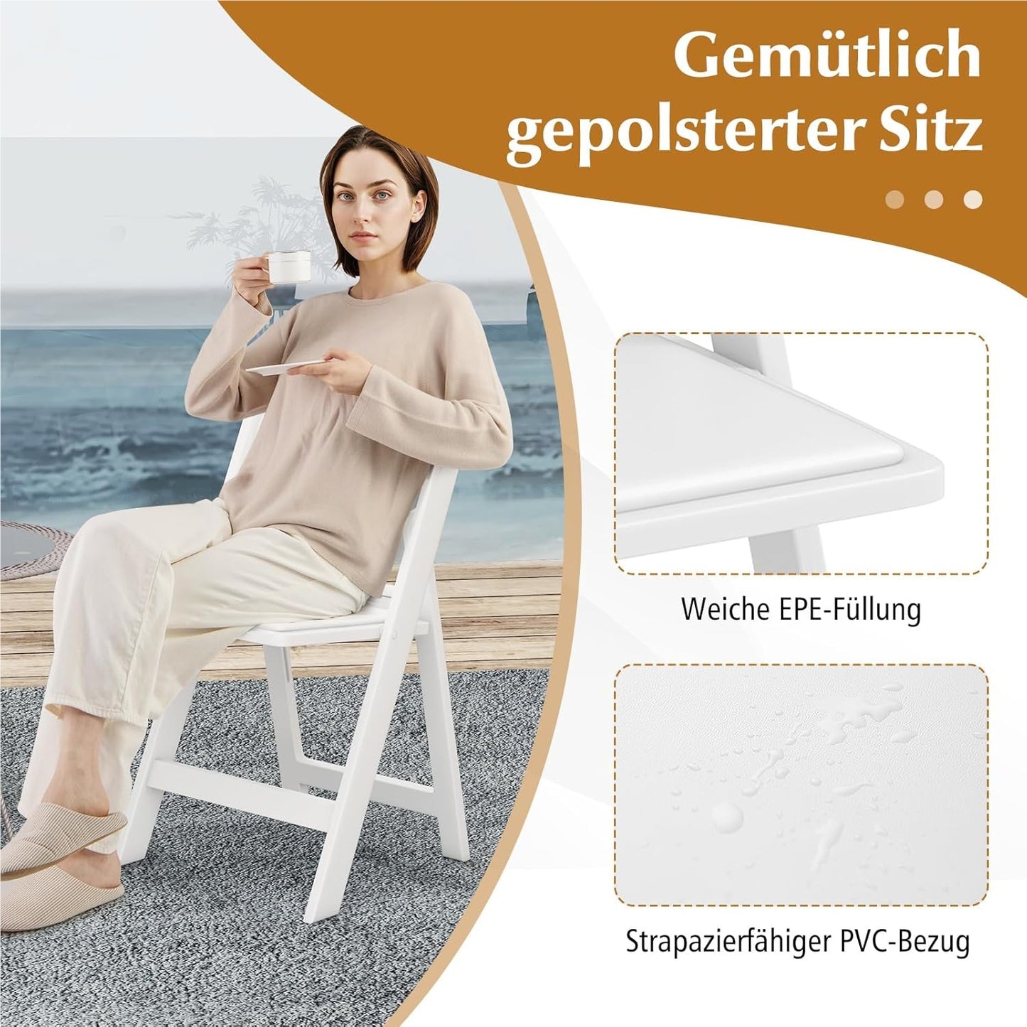 Tuinstoelen – Tuinstoel – Klapstoel – Ligstoel – Balkonstoel – Inklapbaar – Weerbestendig – Zithoogte 46 cm – Draagvermogen 500 kg
