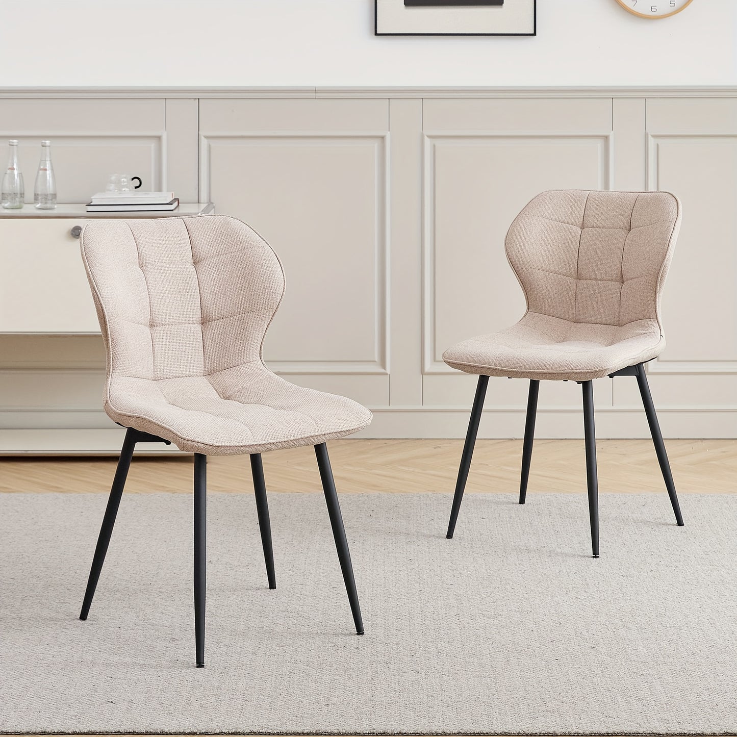 Eetkamerstoel – Stoel – Kuipstoel – Bureaustoel – Fauteuil – Linnen Bekleding – Metalen Onderstel – Set van 4 – Ergonomisch en Comfortabel – Scandinavisch Design