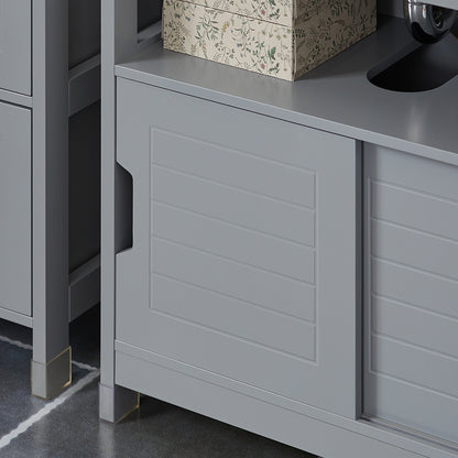 Badkameronderkast – Badkamerkast – Wastafelonderkast – Opbergkast – Kastje – Compact – MDF Met Voetjes – 60x61x30 cm – Grijs Steel